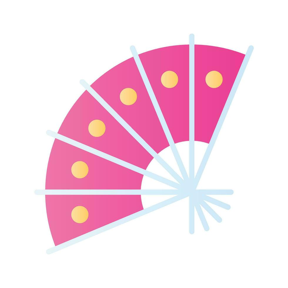 Chinese flamenco fan icon in modern design style, traditional hand fan vector