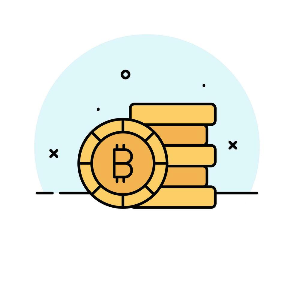Cryptocurrency coins stack vector design, bitcoin icon in modern style