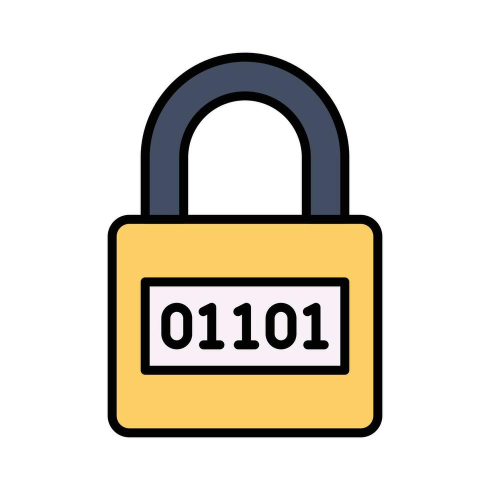Binary code on padlock, modern vector of digital security, encryption icon
