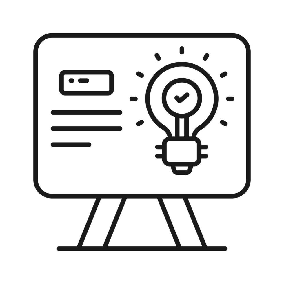 Presentation board with light bulb showing creative presentation vector design concept icon