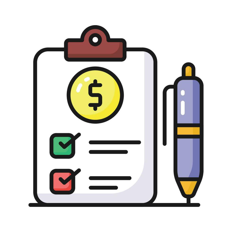 Dollar on page depicting concept vector of financial document, ready to use icon
