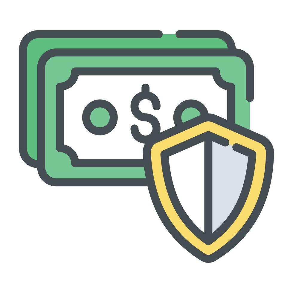 Financial security, bank account protection, secure money vector illustration