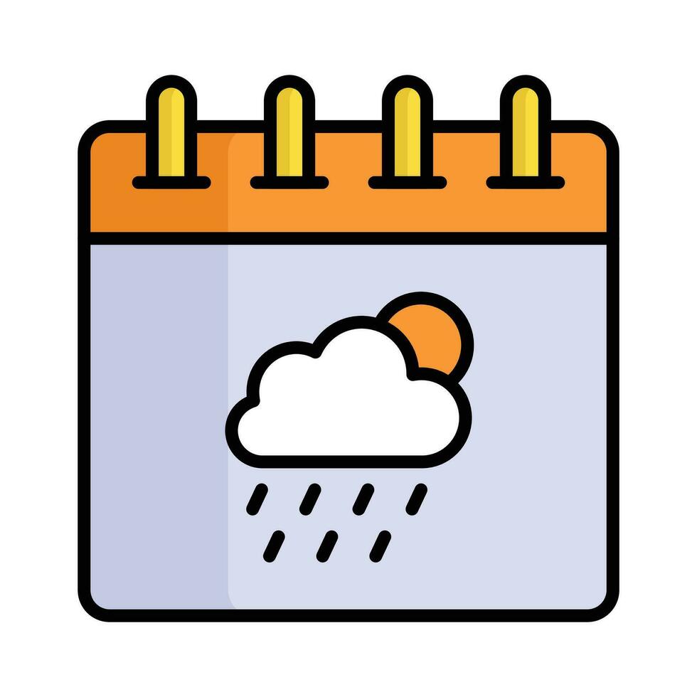 Cloud and sun with calendar showing concept icon of weather calendar vector