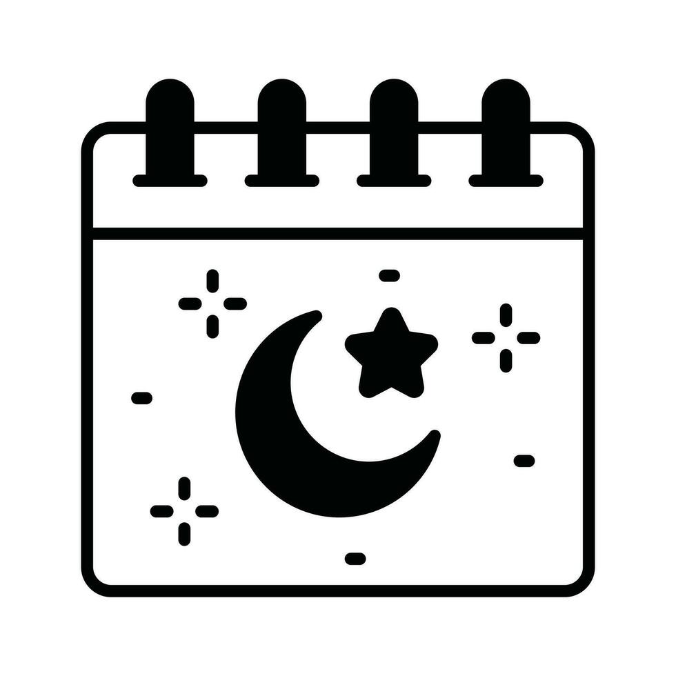 Moon with star on calendar showing concept of ramadan calendar icon vector