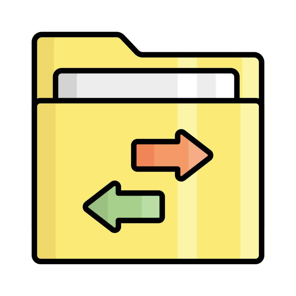 Two way arrows on folder concept of file transfer vector