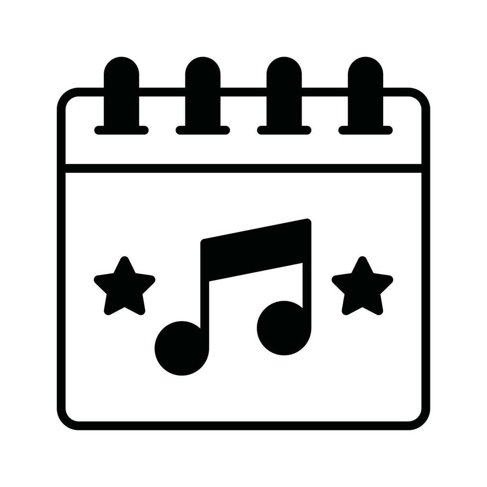 Music note on calendar, concept vector of music concert