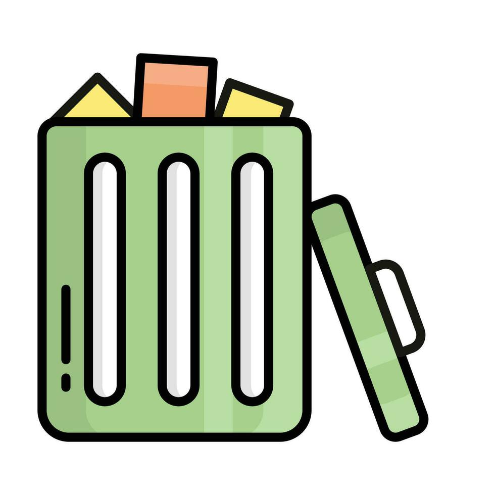 Vector icon of trash bin, garbage container in modern design style