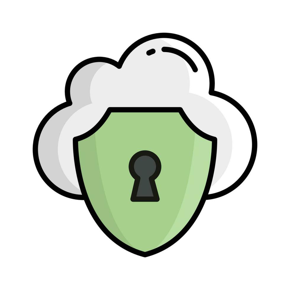 Cloud with protection shield, cloud security icon vector