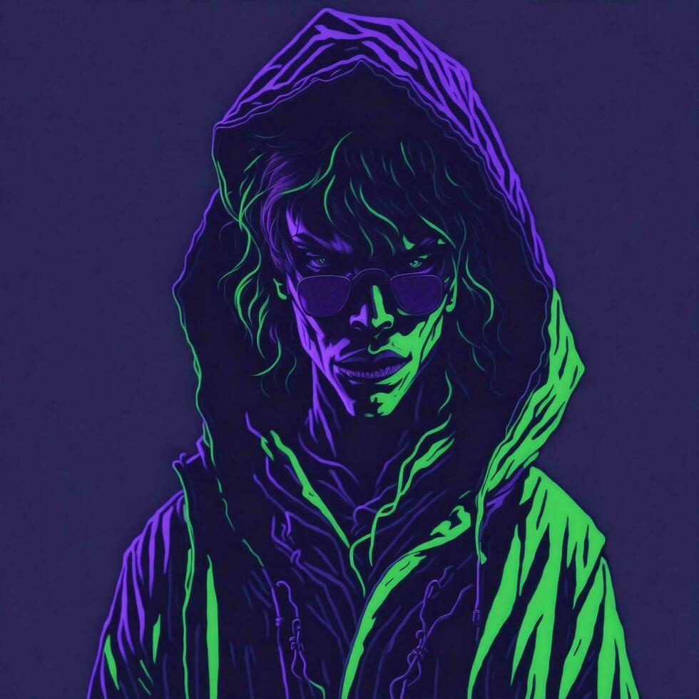 Men wear hoodies, duotone color style ai Generative photo