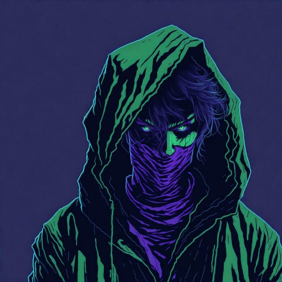 Men wear hoodies, duotone color style ai Generative photo