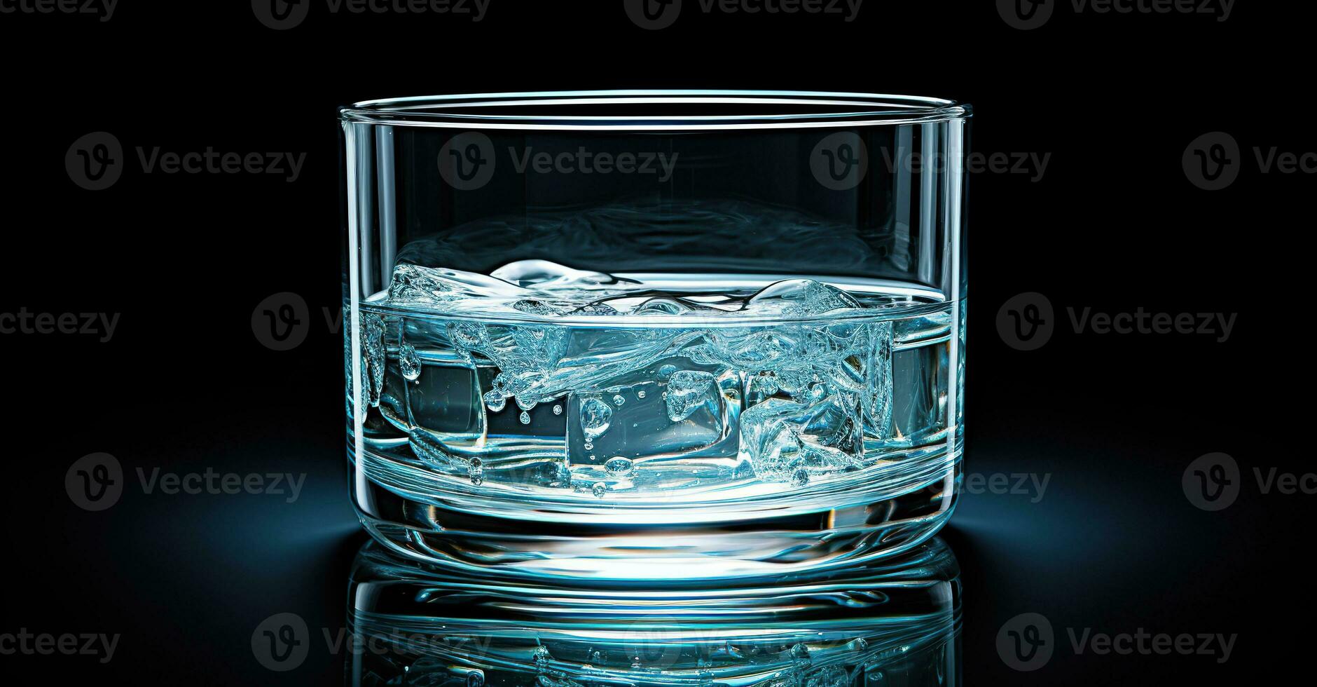 Glass of water being filled with water. Created with Generative AI photo