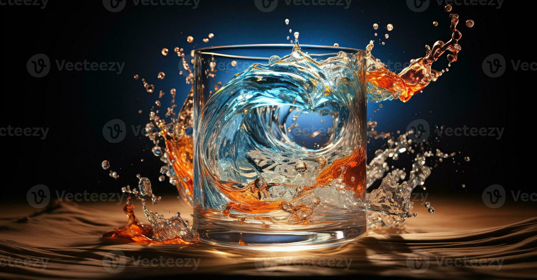 Glass of water being filled with water. Created with Generative AI photo