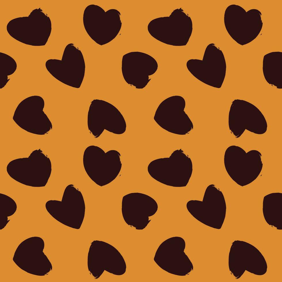 Abstract dark blue heart shaped brush in seamless pattern background. Vector. vector