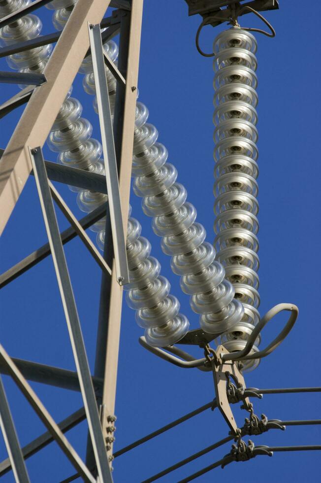 a close up of a power line with wires attached photo