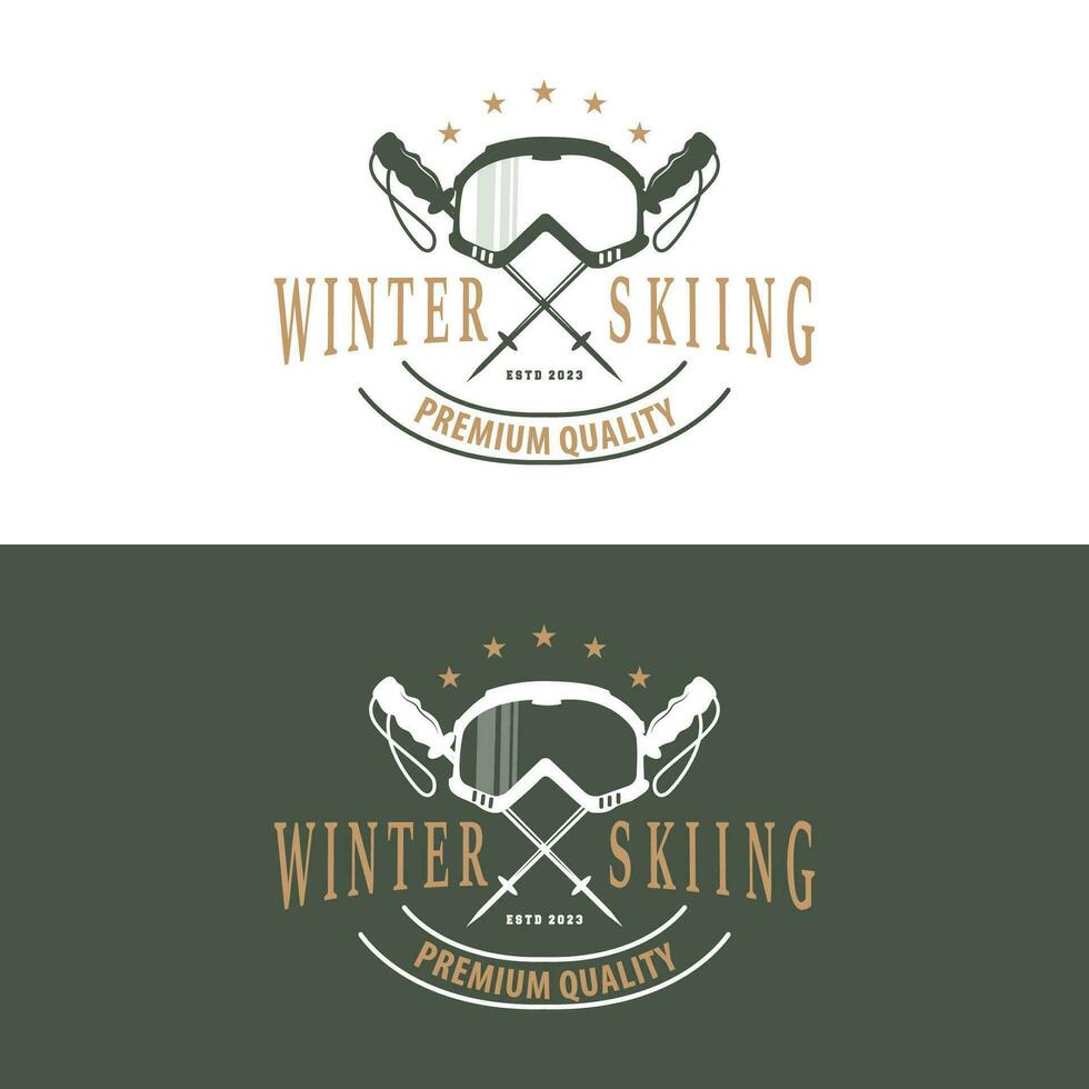 Ski Sport Logo, Winter Snow Sports Design Retro Vintage Vector Illustration