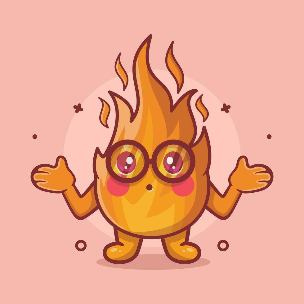 linda fuego fuego personaje mascota con confuso gesto aislado dibujos animados en plano estilo diseño vector