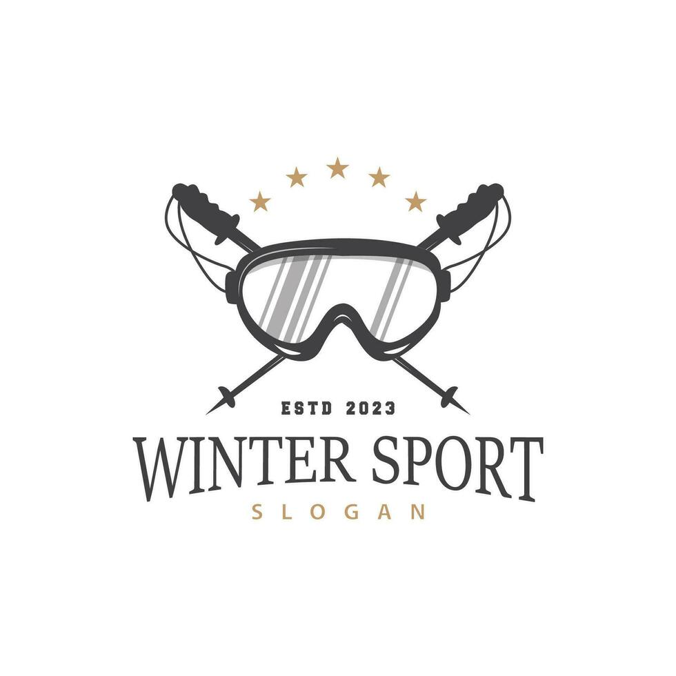 Ski Sport Logo, Winter Snow Sports Design Retro Vintage Vector Illustration