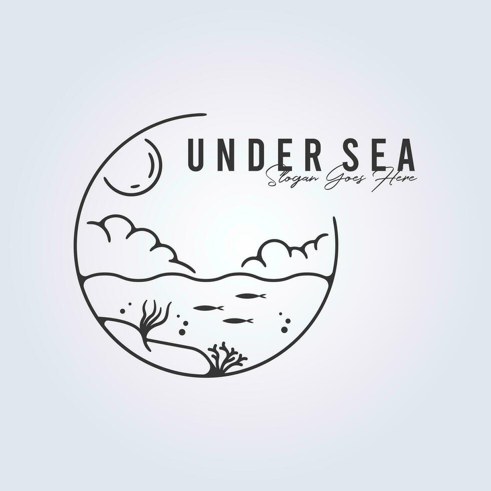 under the sea logo vector illustration design outline line art