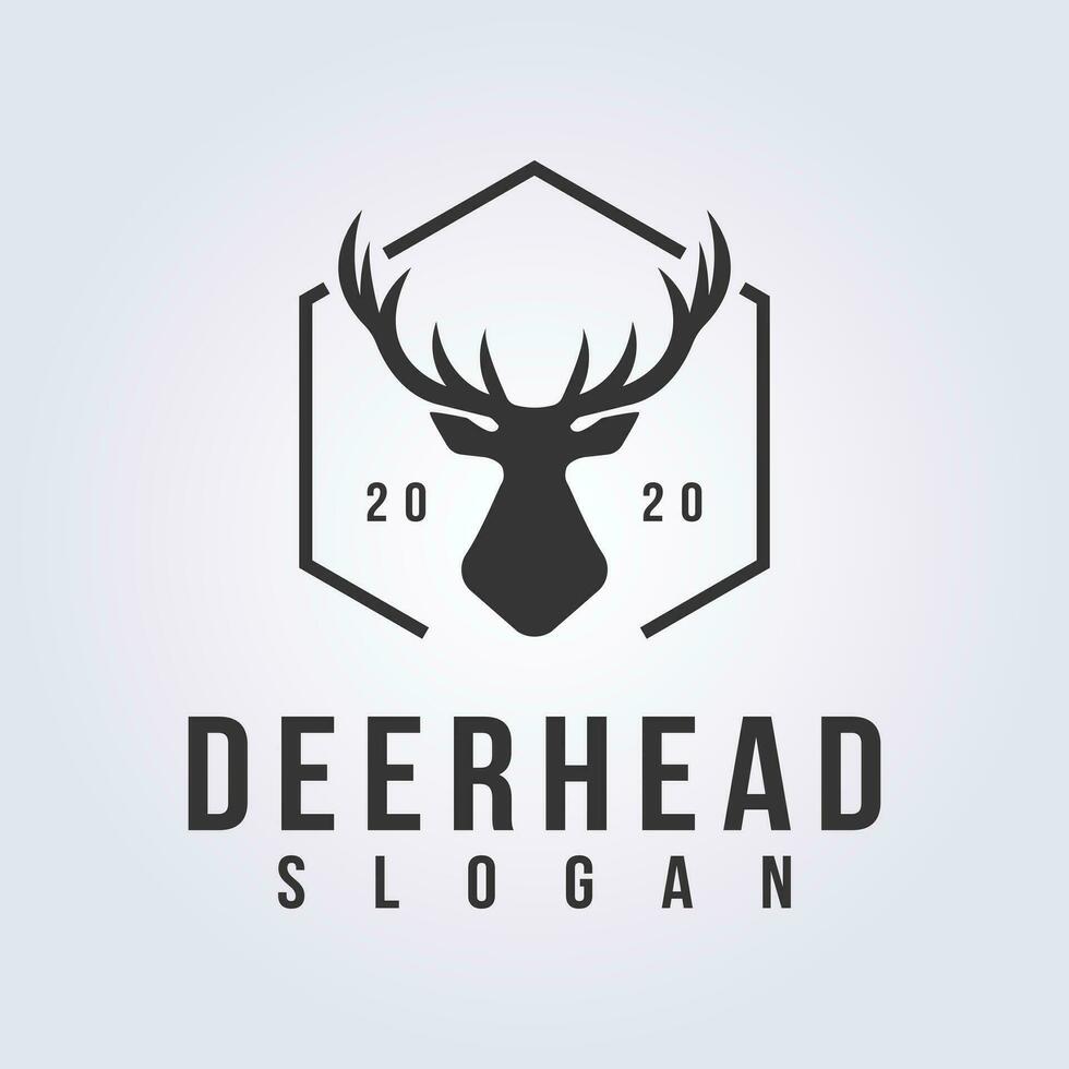 modern hunter logo vector illustration design deer head symbol icon vintage