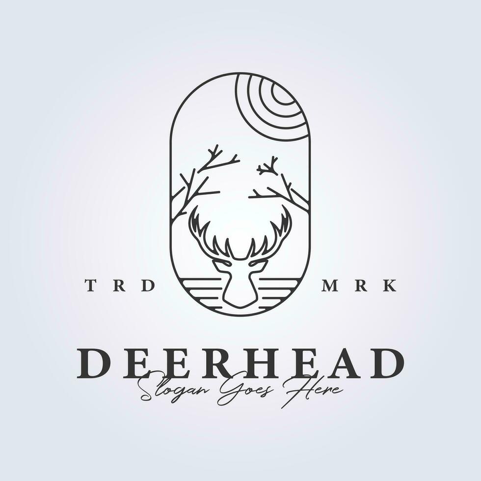 isolated deer head outline logo vector illustration design hunter symbol