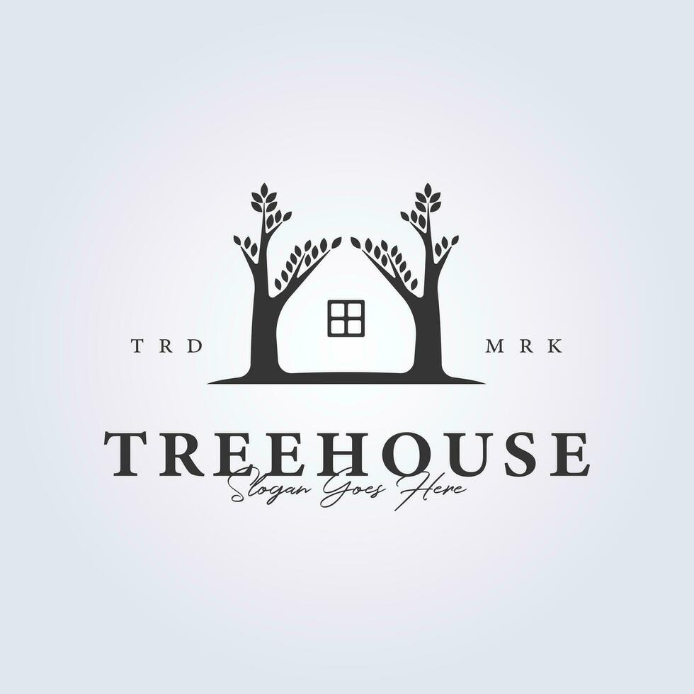 tree house symbol logo vector illustration forest house icon design