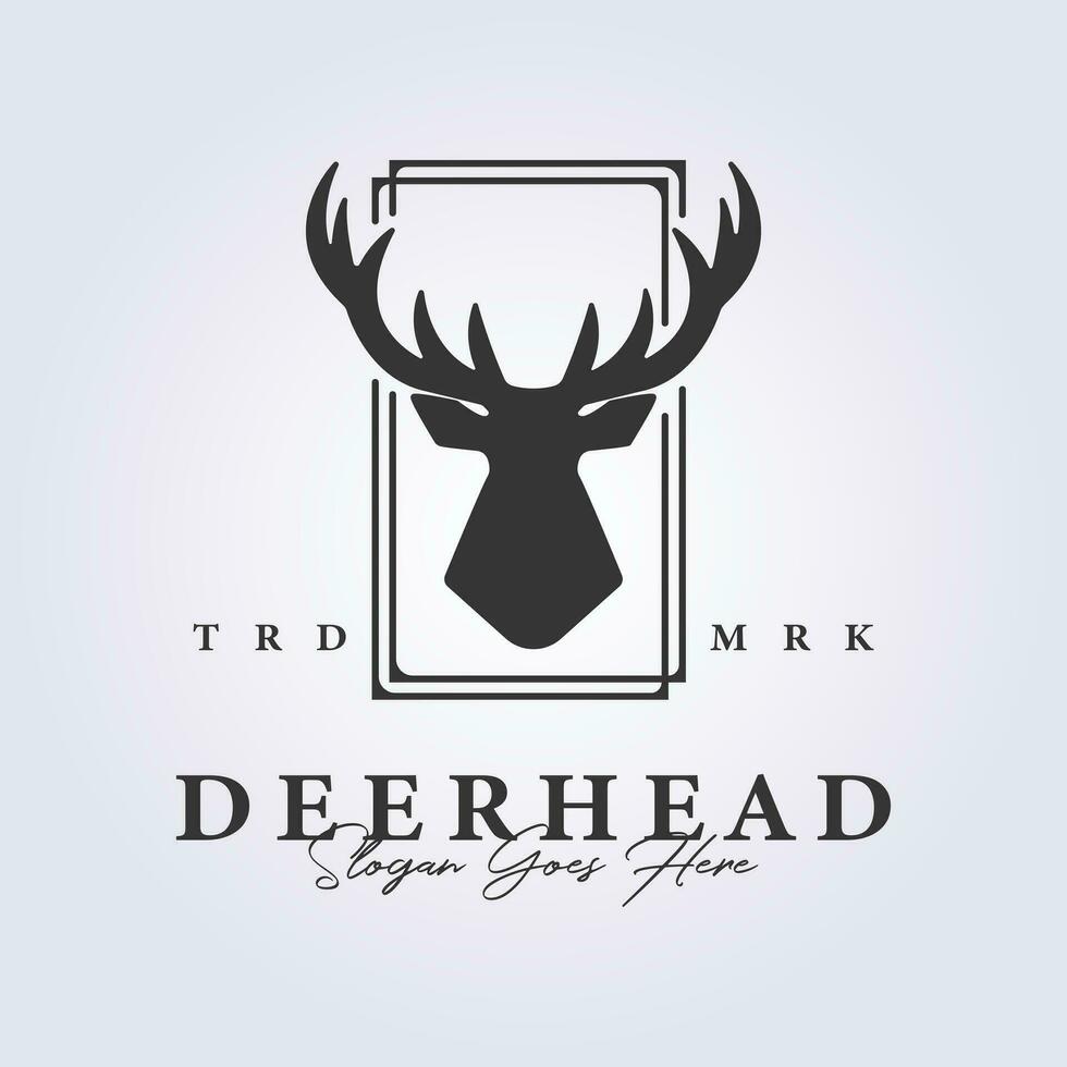 vintage deer head hunter logo vector illustration design