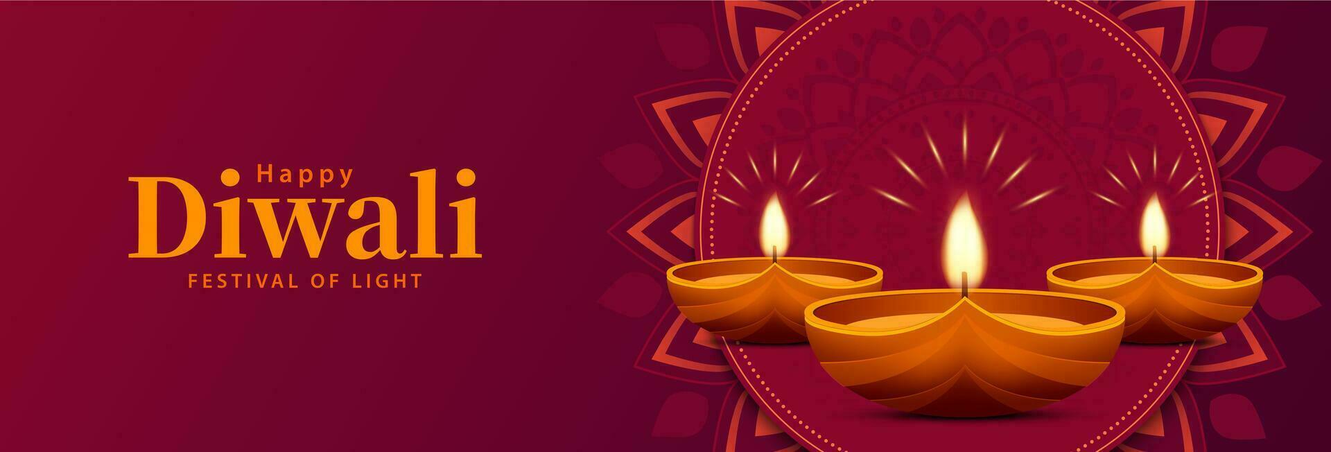 Happy diwali celebration banner design. Hindu festival of lights celebration background. Festive diwali holiday. Vector illustration