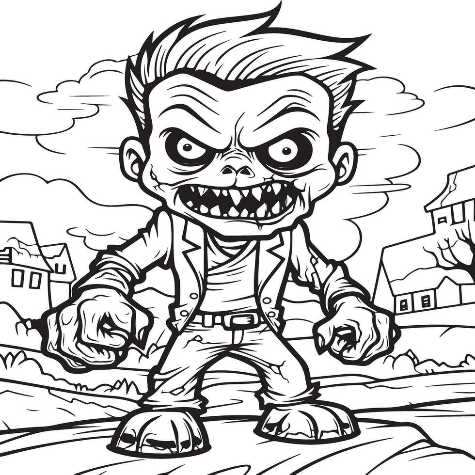 Halloween Ghoul coloring page vector