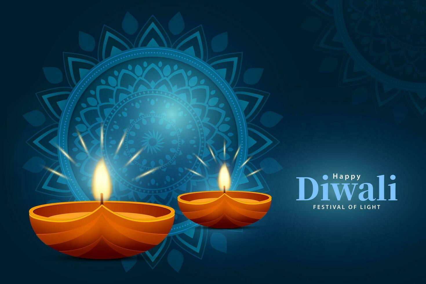 Happy Diwali. Indian diwali festival celebration background. Festival of lights banner design. Vector illustration