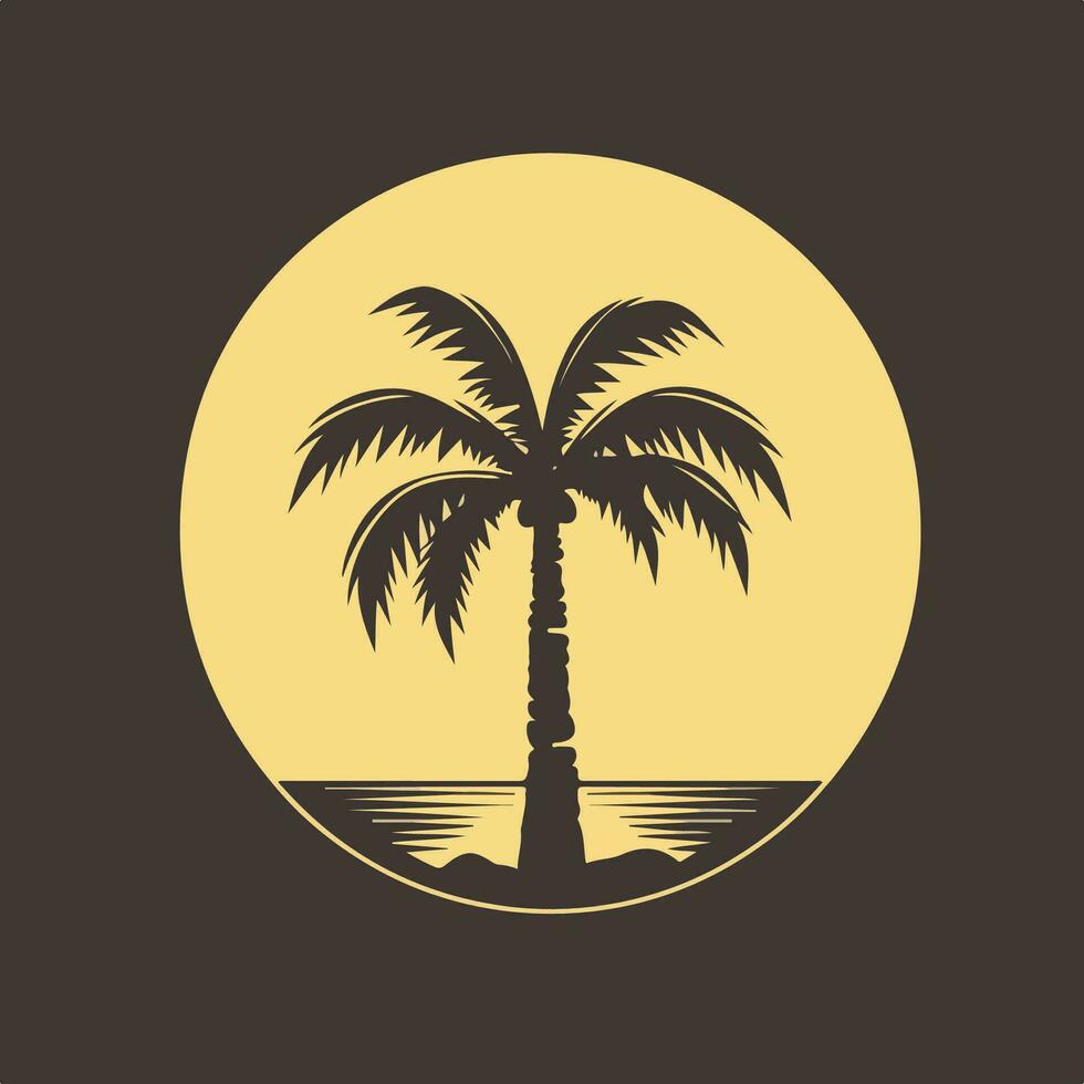 logo of a single palm tree vector