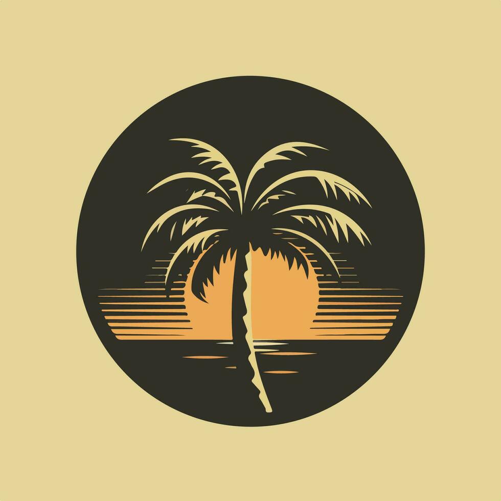 logo of a single palm tree vector