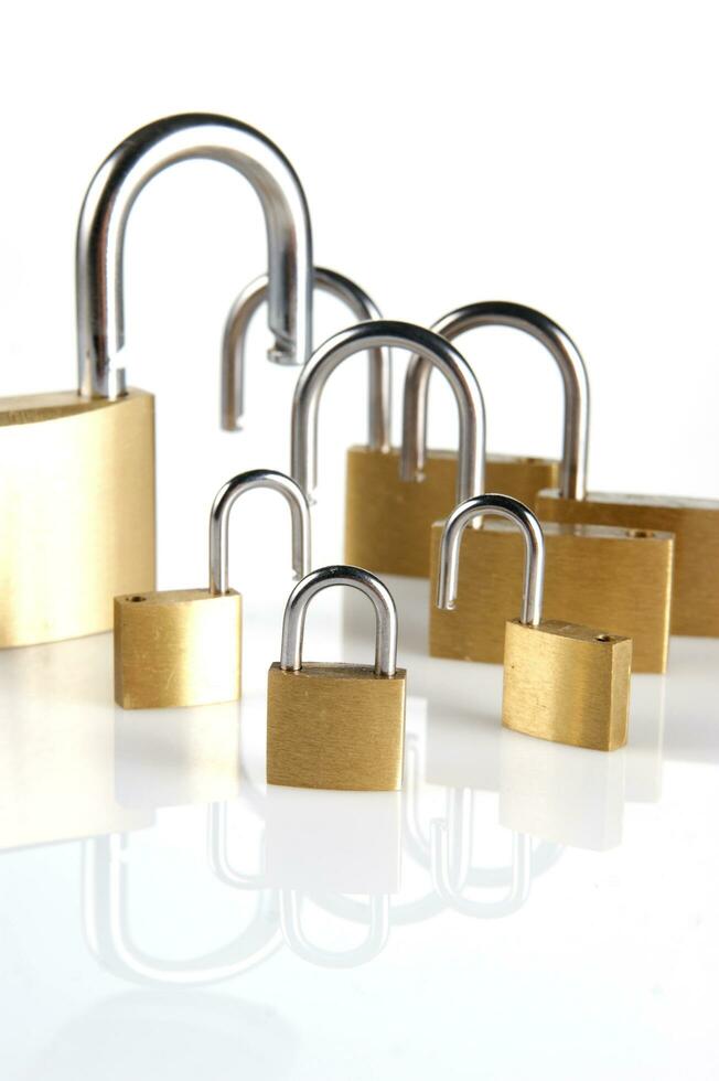 a lock with several locks and keys photo