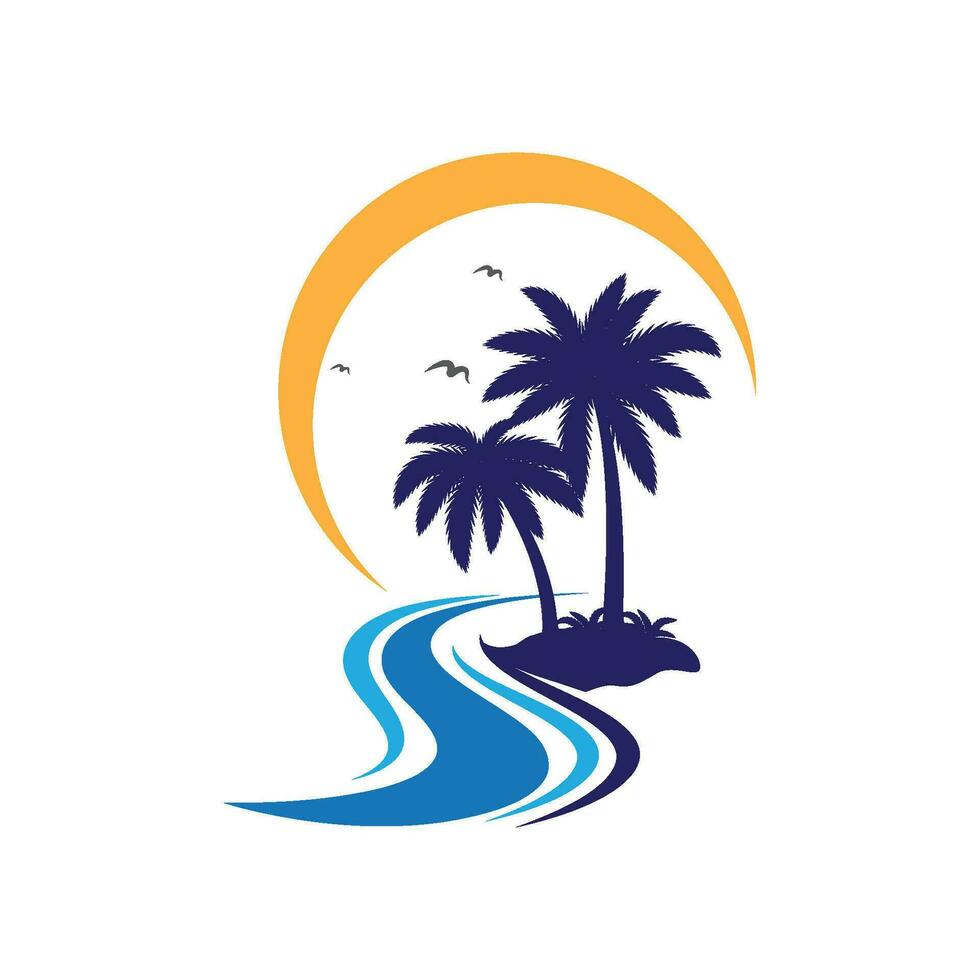 Palm tree summer logo template vector