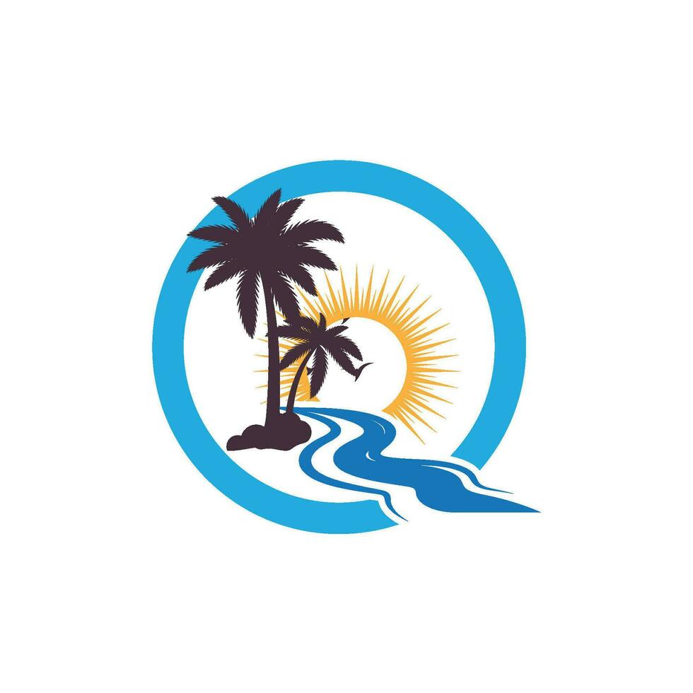 plantilla de logotipo de verano de palmera vector