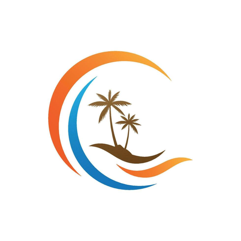 Palm tree summer logo template vector
