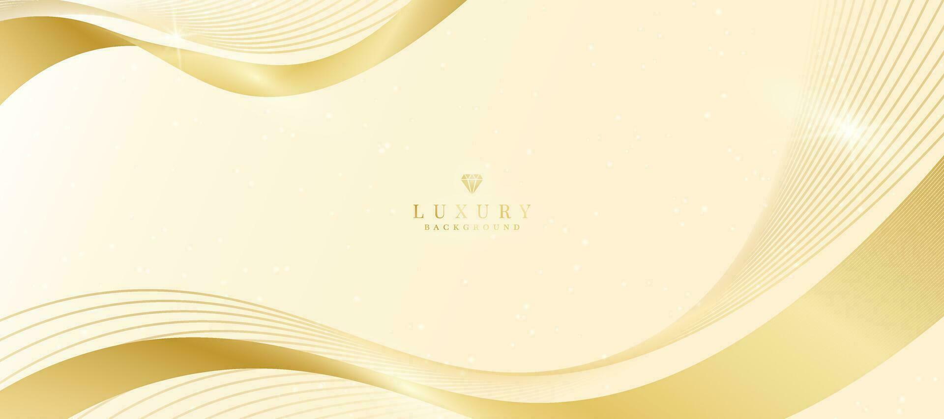 Luxury background with glitter golden curve lines elements vector