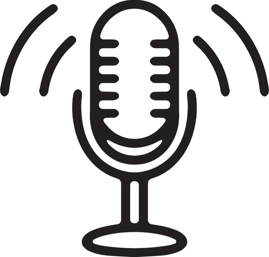 Professional Microphone and Audio Recording Device Icon Isolated on White Background for Podcasting and Speech vector