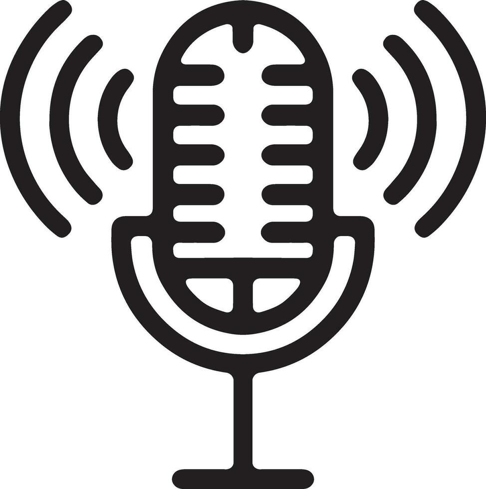 Professional Microphone and Audio Recording Device Icon Isolated on White Background for Podcasting and Speech vector