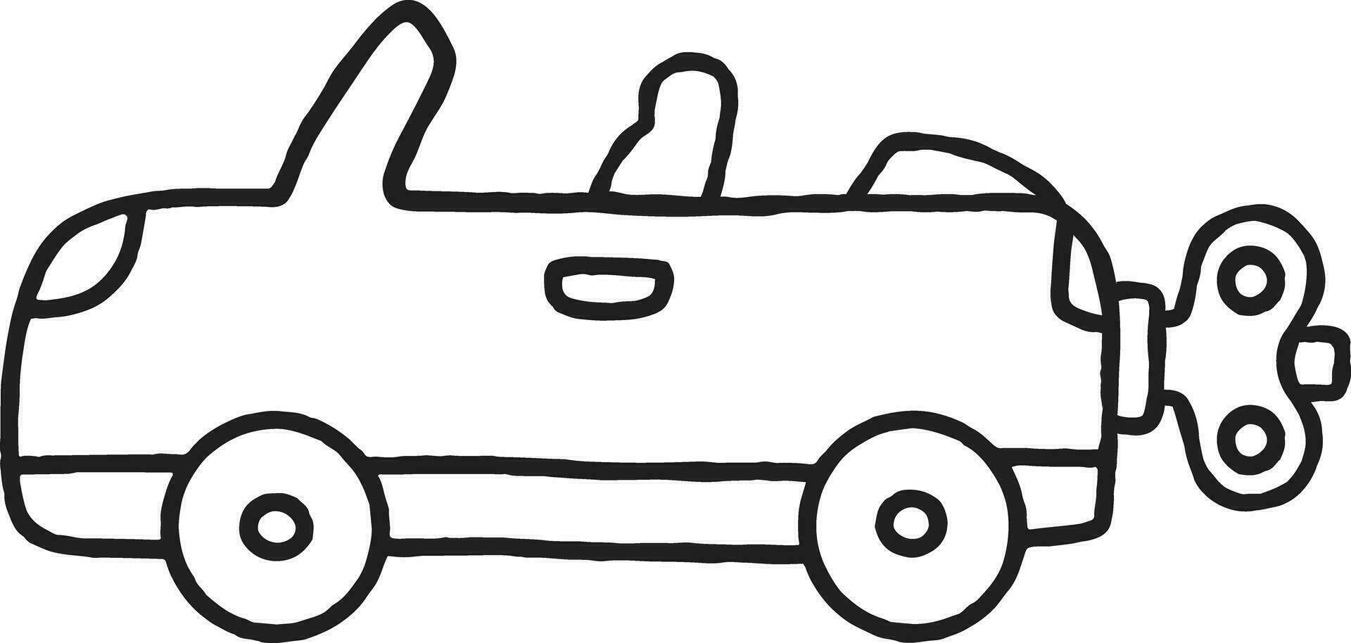 contorno juguete coche dibujos animados ilustración viento arriba rescate ambulancia vector