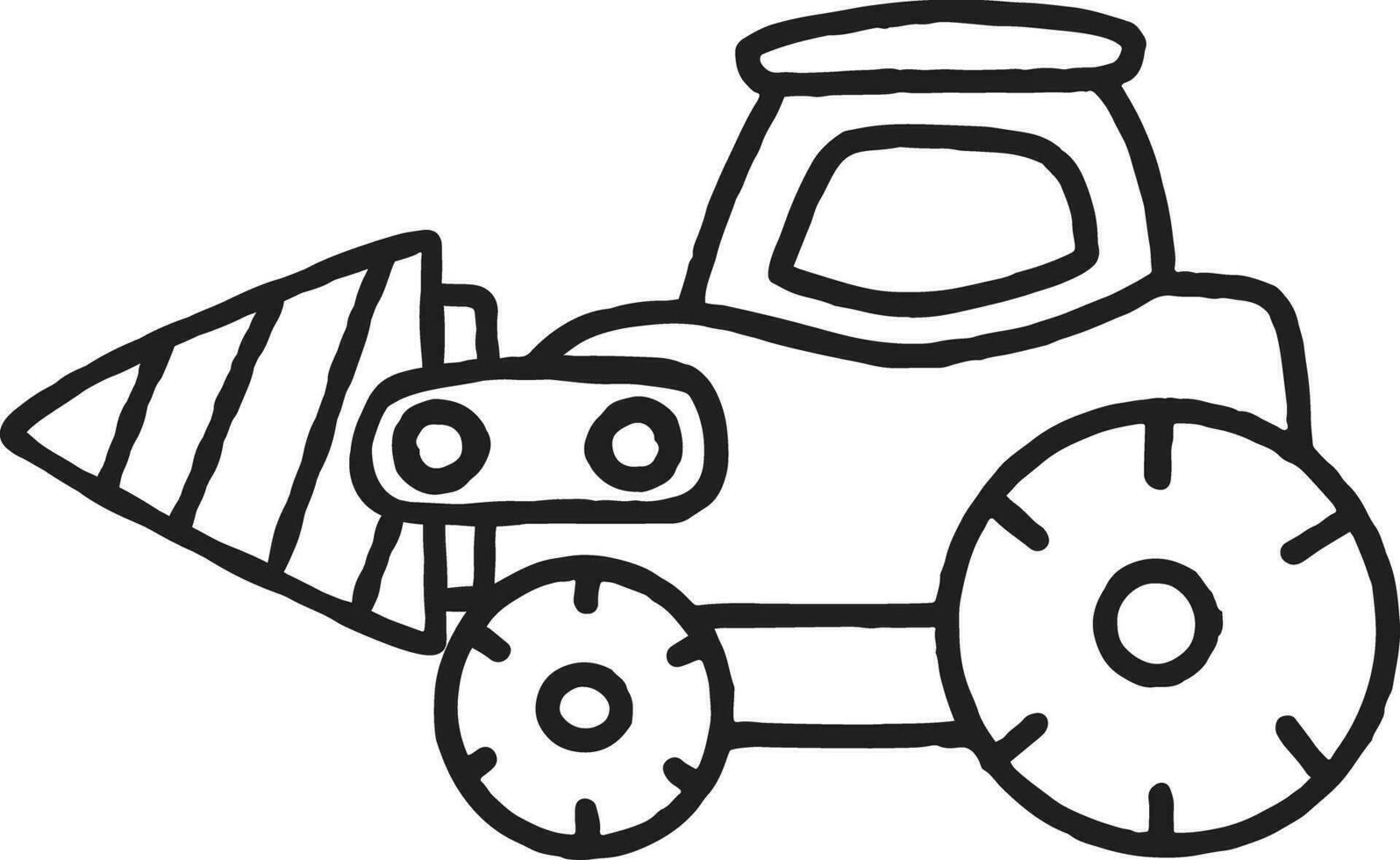 Outline Toy Car Cartoon Illustration Construction Vehicle Roller Compactor vector
