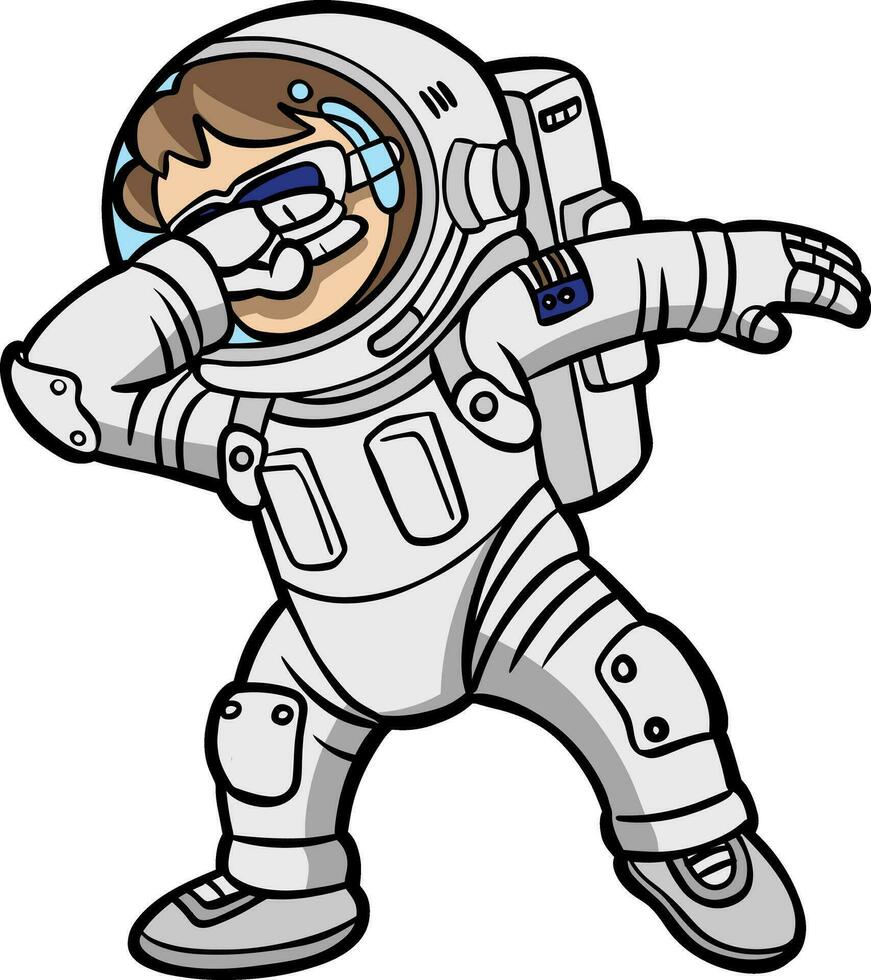 gracioso astronauta frotando danza vector