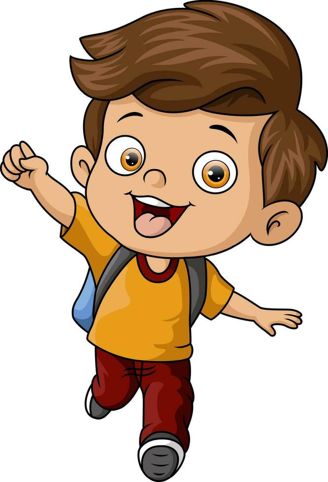 Cute little boy cartoon with backpack vector