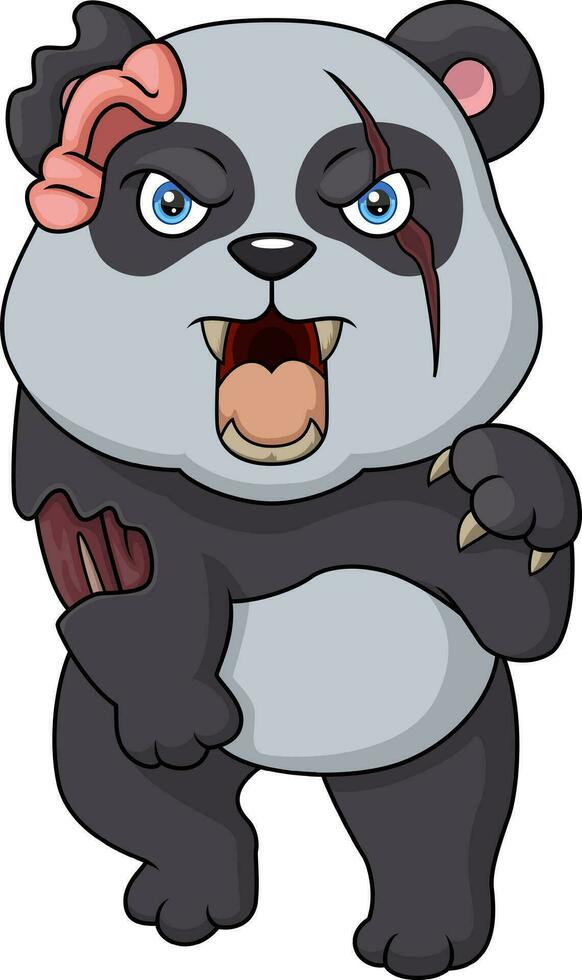 Cute panda zombie cartoon on white background vector