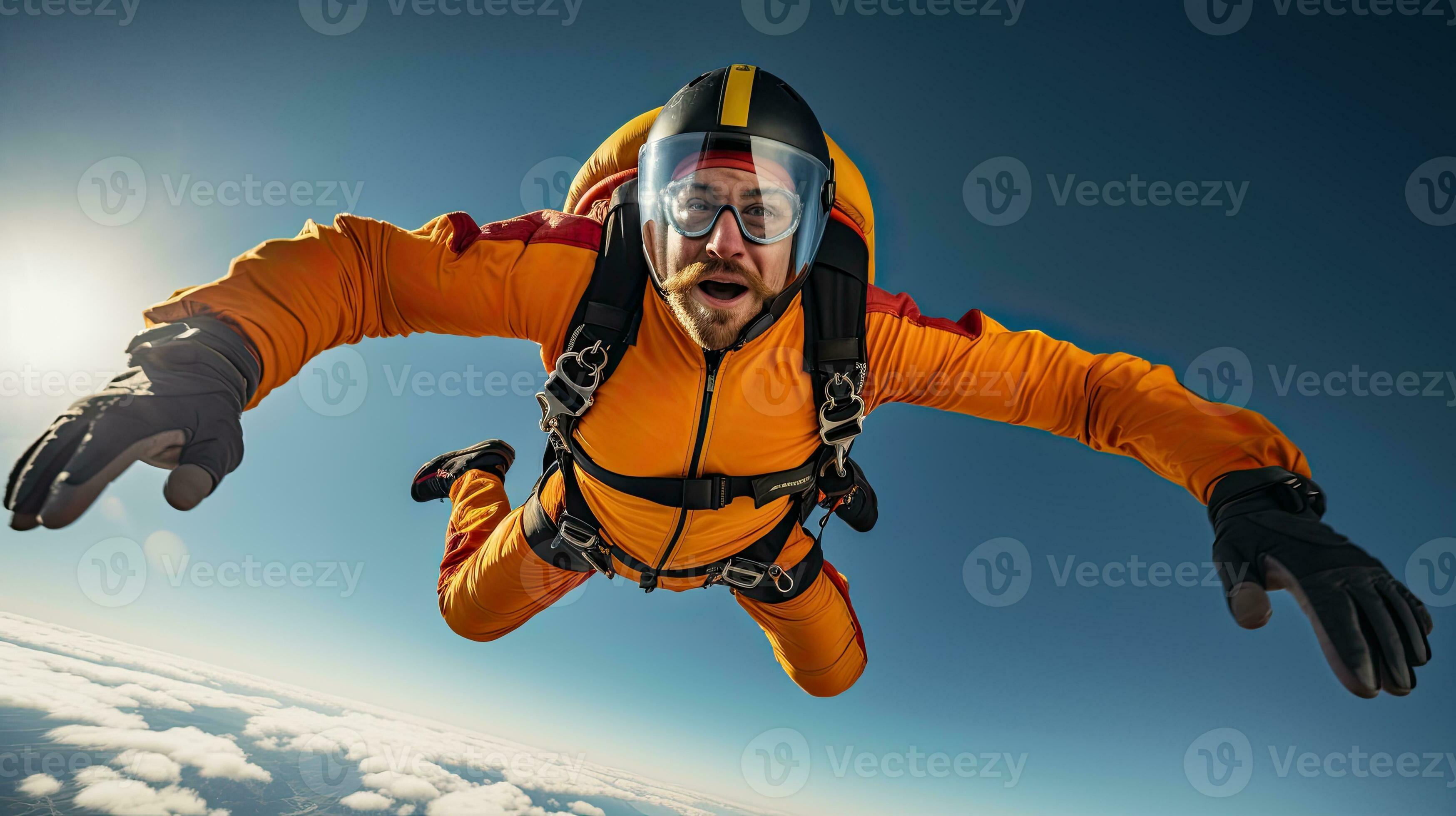 Professional sky diving with light exposure AI Generative 30750775
