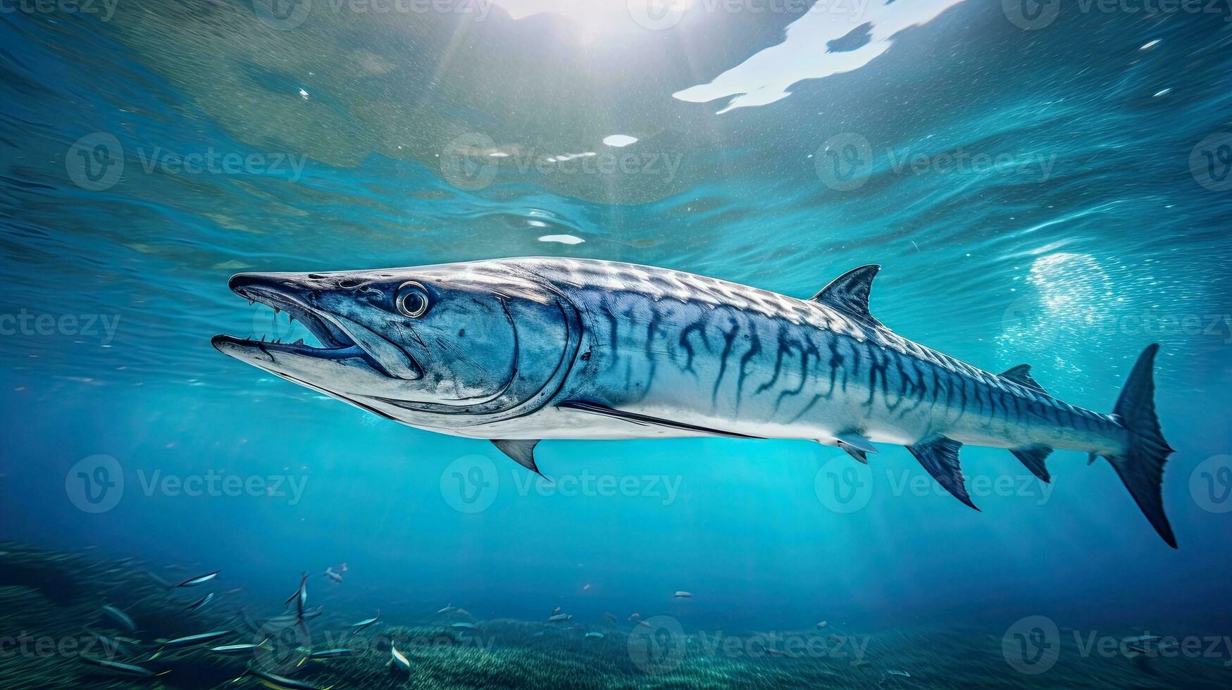 Portrait barracuda fish in the sea AI Generative photo