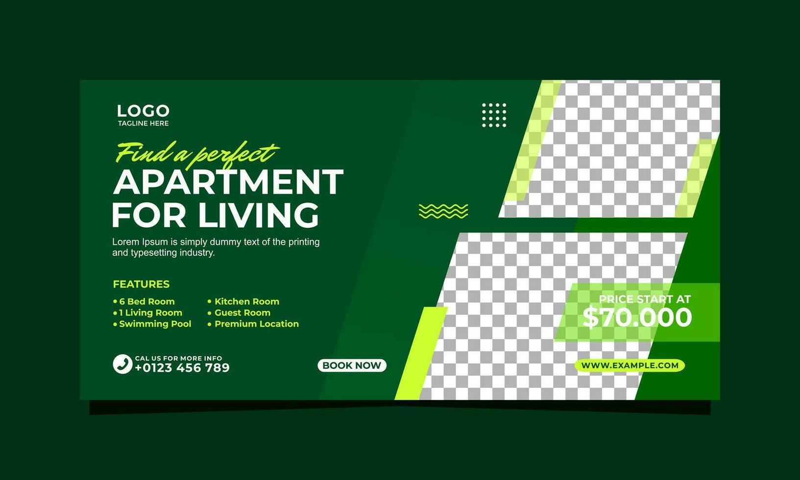 Real estate apartment banner template vector
