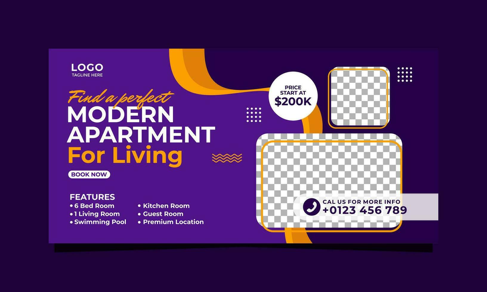 Modern apartment advertising banner template design vector