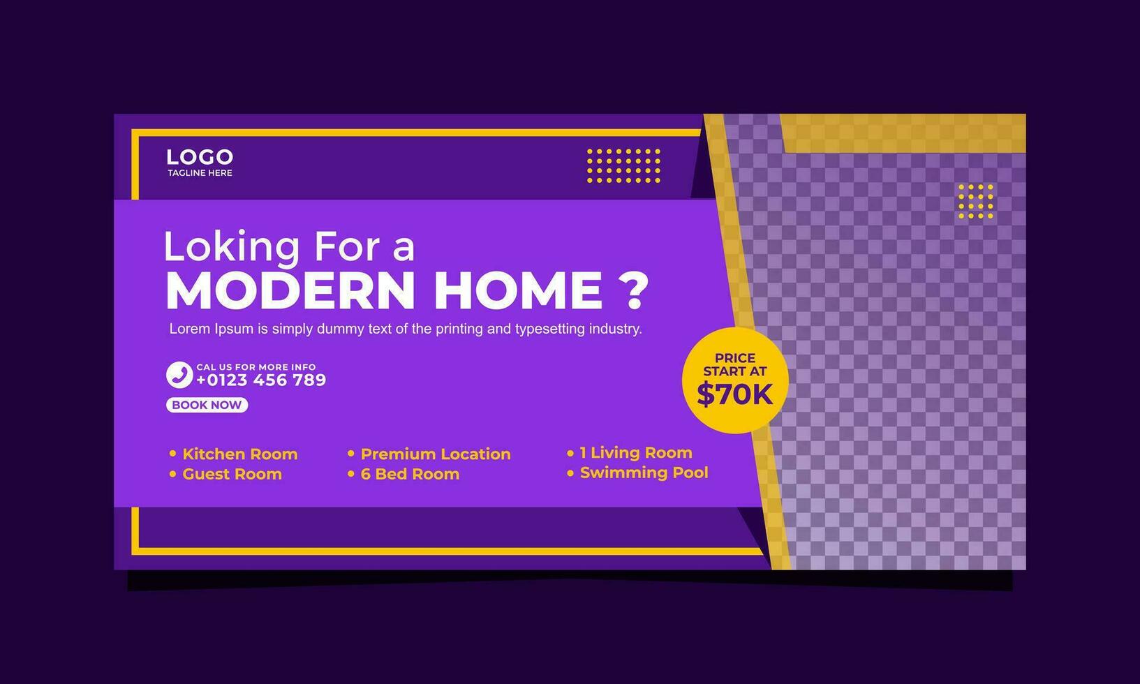 Modern home property advertising banner template design vector