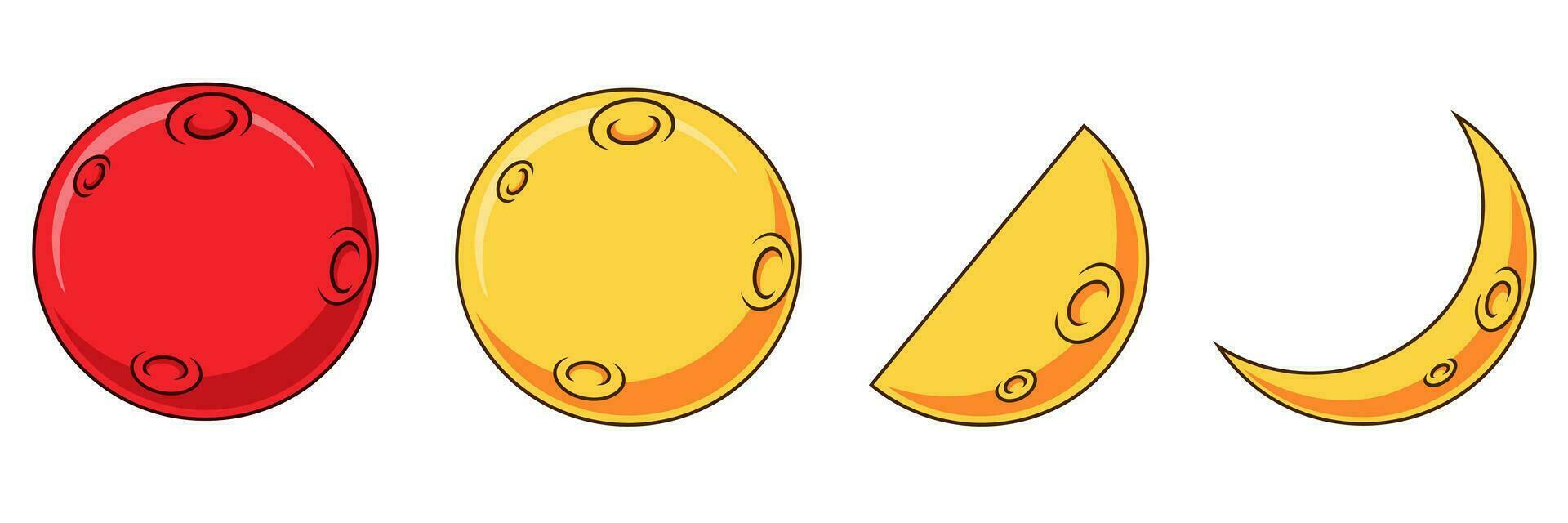 Cute moon phase cartoon, collection of moon phase illustrations vector