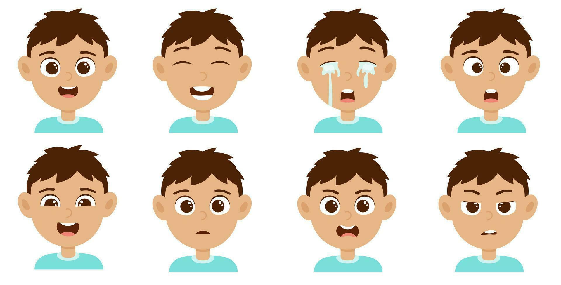 Cute little boy avatar with different facial expression vector